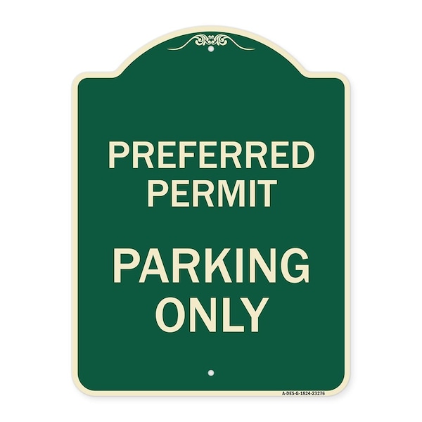 Preferred Permit Parking Only Heavy-Gauge Aluminum Architectural Sign, 24" x 18", G-1824-23276